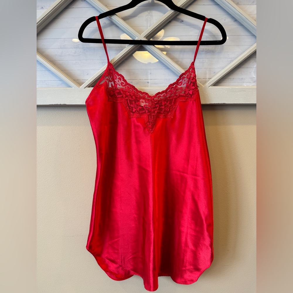 Vintage‎ Inner Most Medium 90s Red lace Satin Chemise Negligee Nightgown sexy